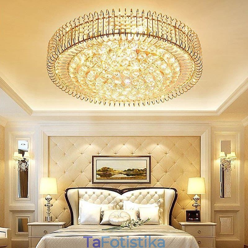 Στρογγυλό κρυστάλλινο φωτιστικό οροφής Flush Mount European Style