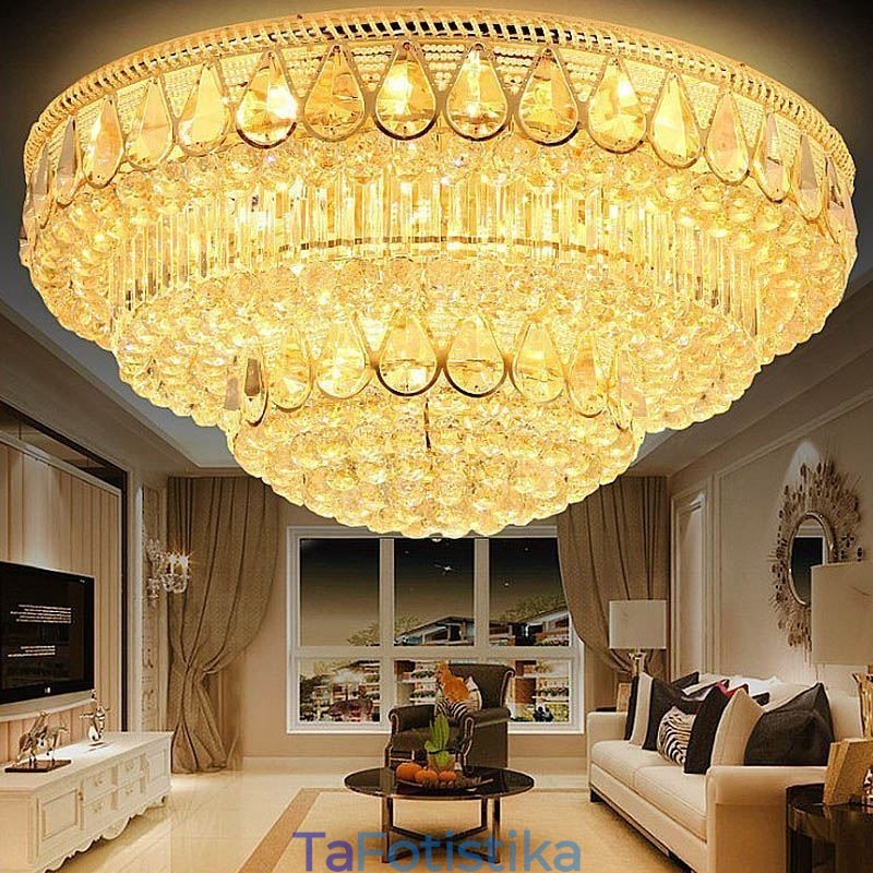 Luxury Flush Mount Crystal Φωτιστικό Οροφής Στρογγυλό Φωτιστικό