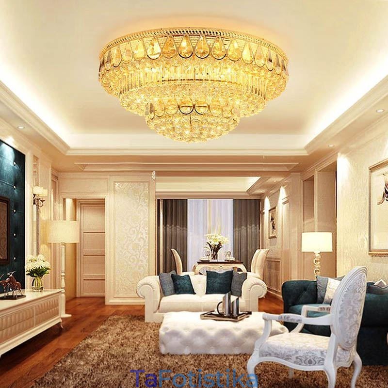 Luxury Flush Mount Crystal Φωτιστικό Οροφής Στρογγυλό Φωτιστικό