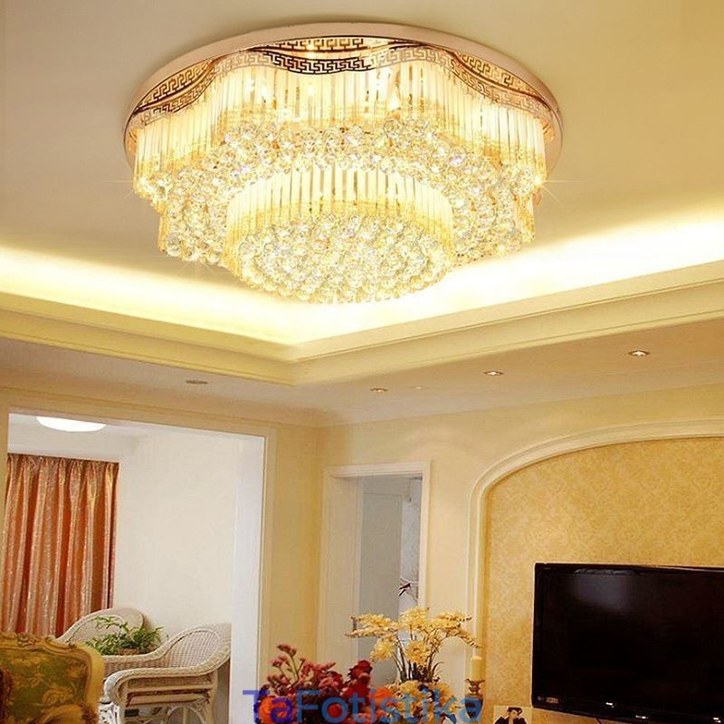 Σύγχρονο Flush Mount Κρυστάλλινο Φωτιστικό Οροφής Πολυτελές Στρογγυλό Φωτιστικό