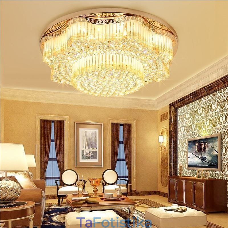 Σύγχρονο Flush Mount Κρυστάλλινο Φωτιστικό Οροφής Πολυτελές Στρογγυλό Φωτιστικό