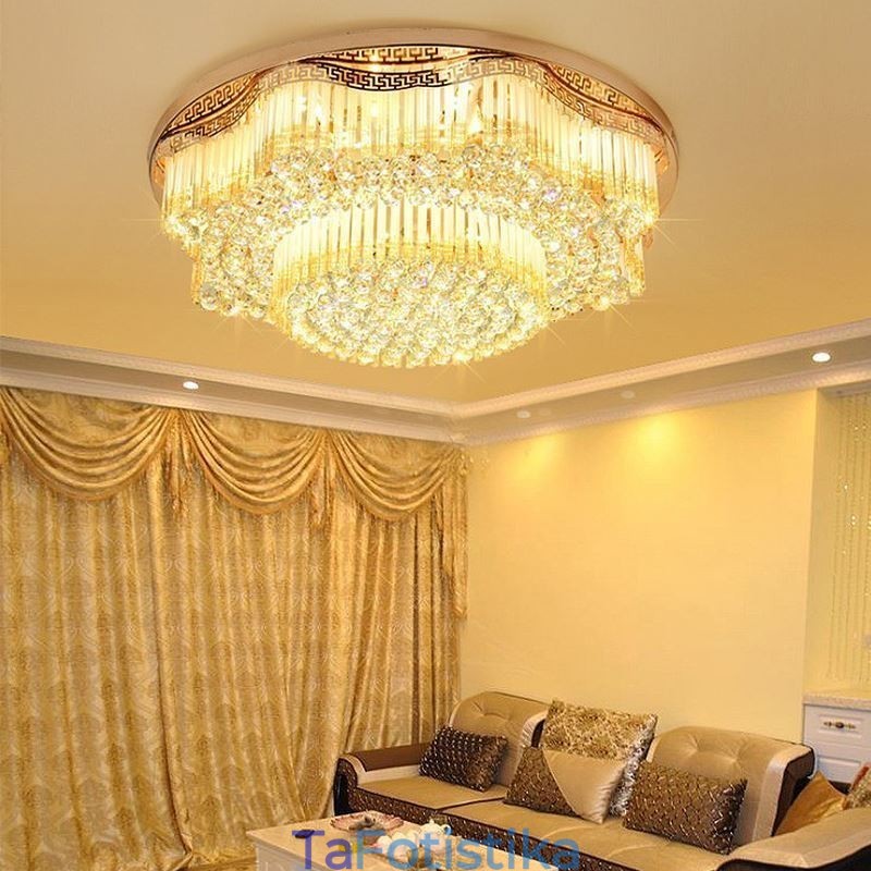 Σύγχρονο Flush Mount Κρυστάλλινο Φωτιστικό Οροφής Πολυτελές Στρογγυλό Φωτιστικό