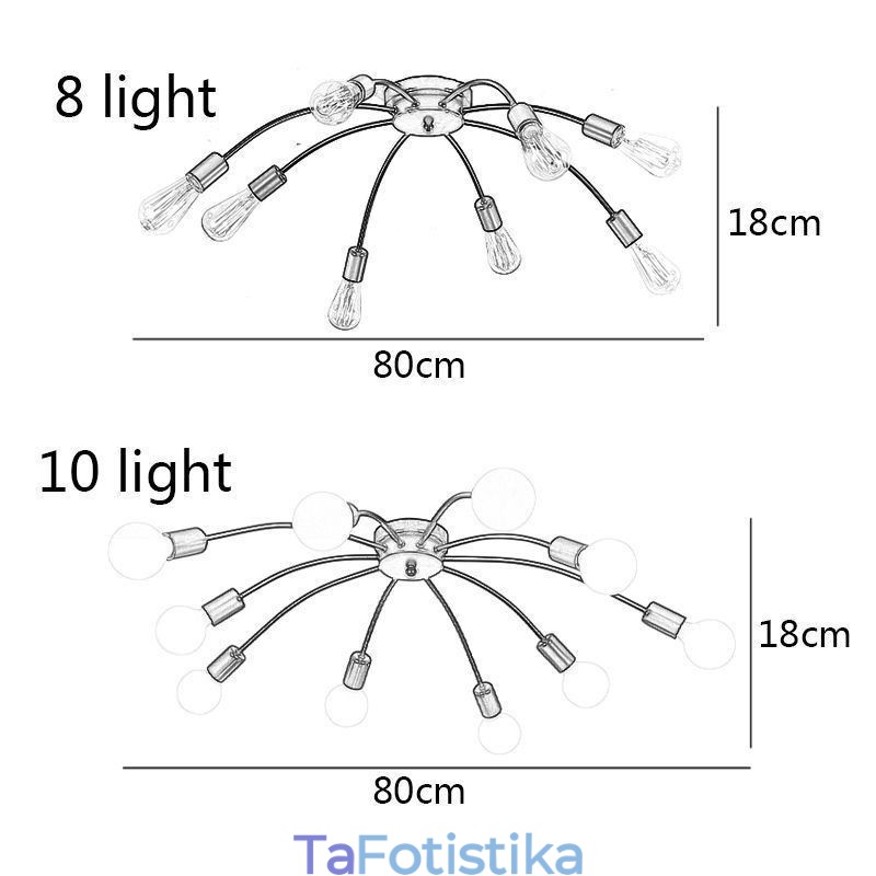 Φωτιστικό Οροφής Spider Antique Classic Flush Mount Φωτιστικό Τραπεζαρίας 8 10 Arms