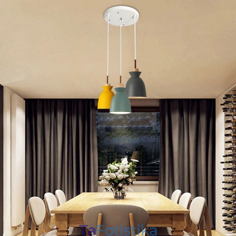 Nordic Simple Macaron Κρεμαστό Φωτιστικό Iron Arti Three Lights