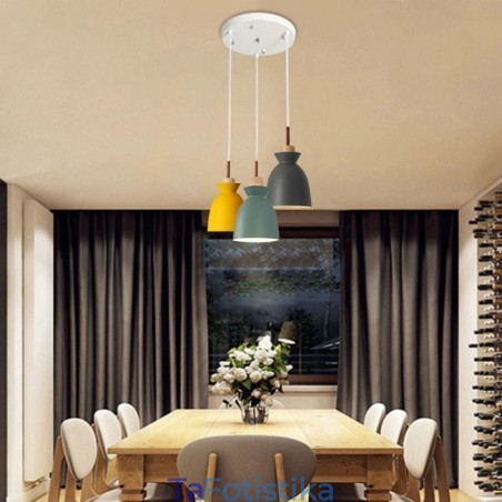 Nordic Simple Macaron Κρεμαστό Φωτιστικό Iron Arti Three Lights Nordic Simple Macaron Κρεμαστό Φωτιστικό Iron Arti Three Lights