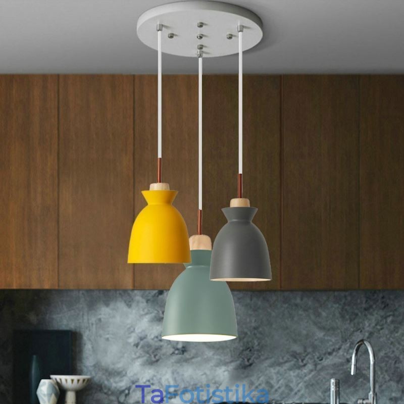 Nordic Simple Macaron Κρεμαστό Φωτιστικό Iron Arti Three Lights