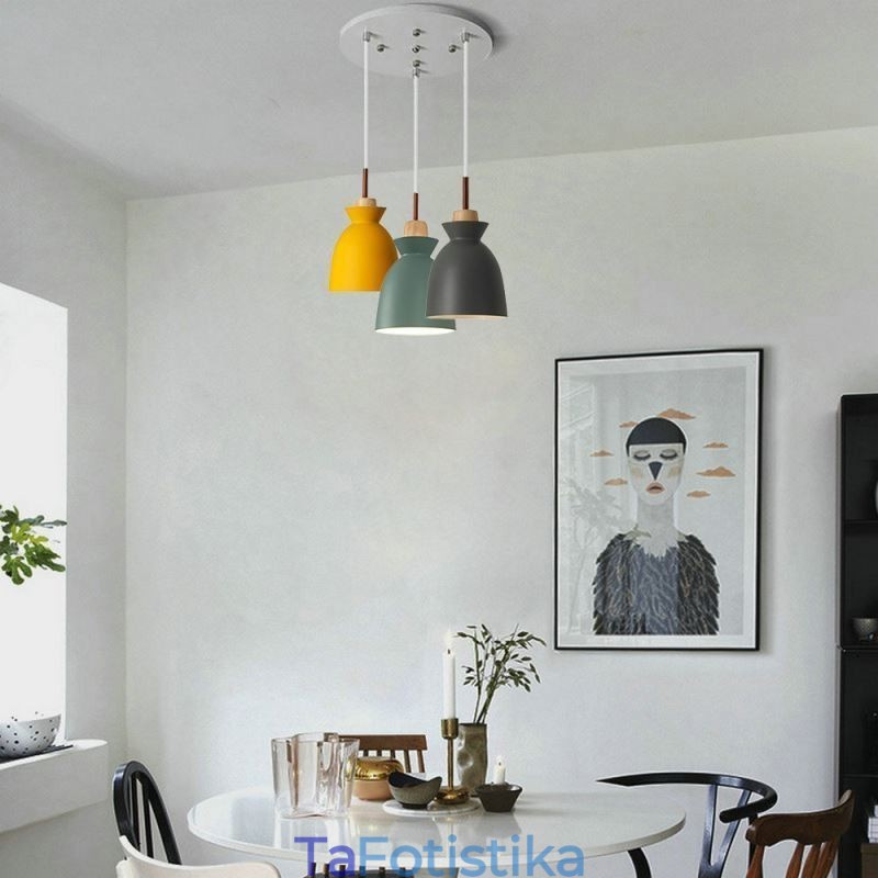 Nordic Simple Macaron Κρεμαστό Φωτιστικό Iron Arti Three Lights