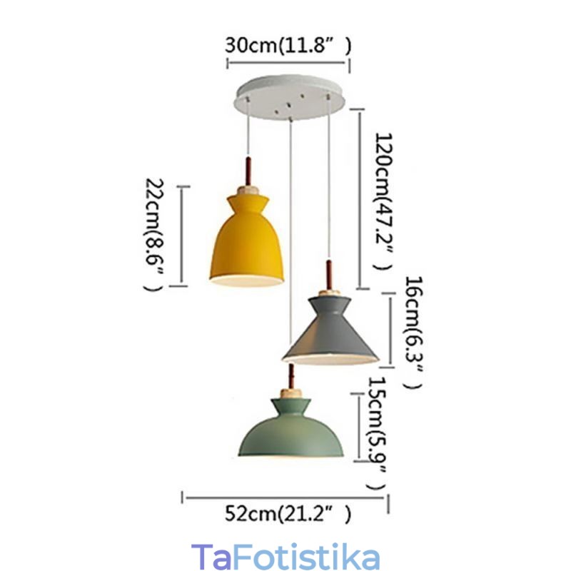 Φωτιστικό κρεμαστό Macaron Nordic Simple Iron Arti Three Lights