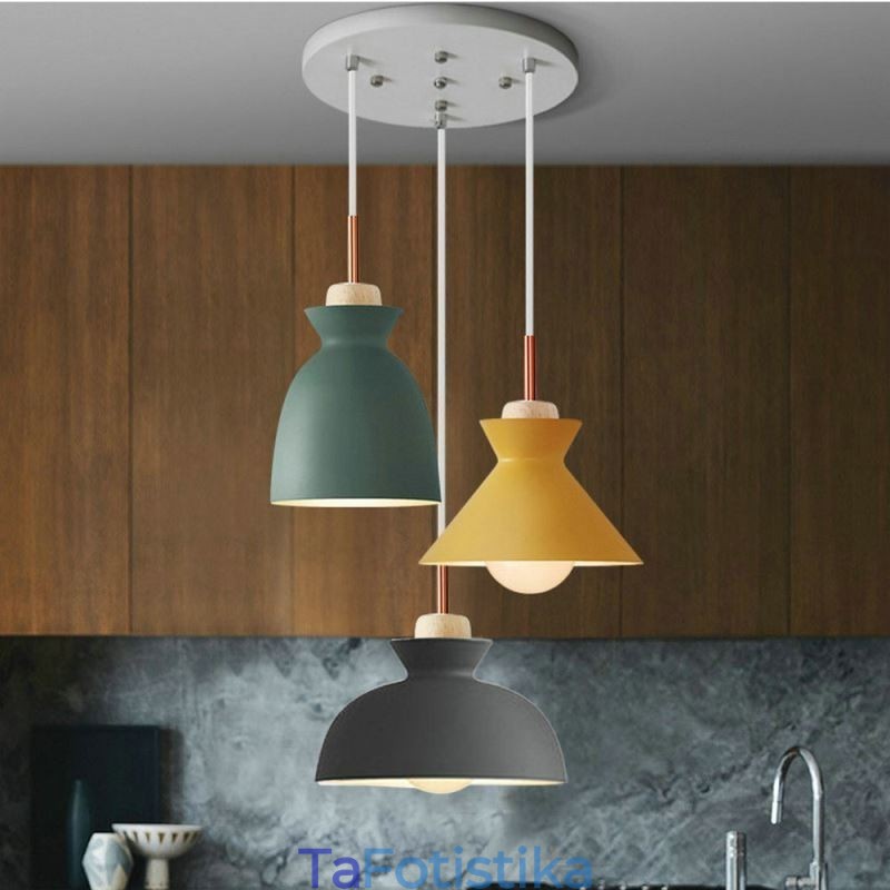 Φωτιστικό κρεμαστό Macaron Nordic Simple Iron Arti Three Lights