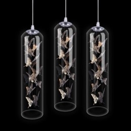 Γυάλινο κρεμαστό φως Creative Nordic Cylinder Lamp Butterfly Light