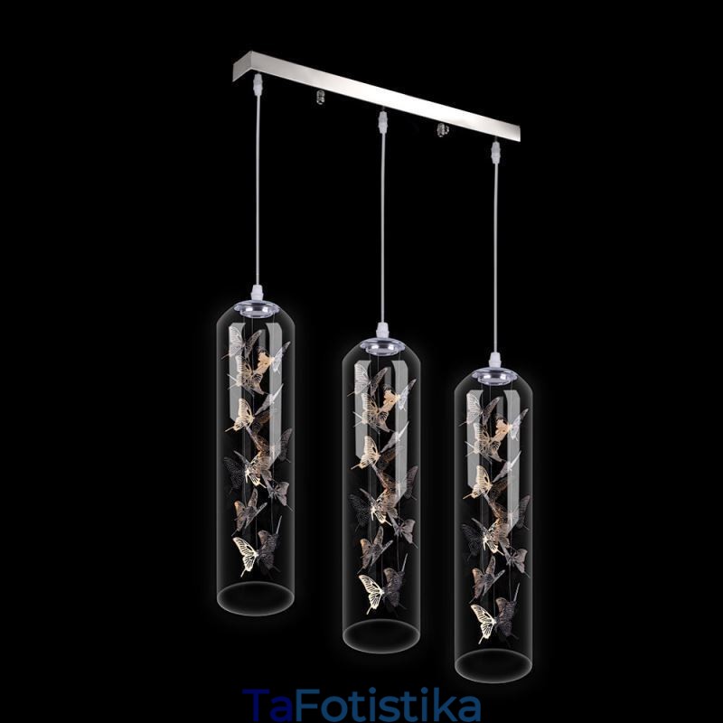 Γυάλινο κρεμαστό φως Creative Nordic Cylinder Lamp Butterfly Light
