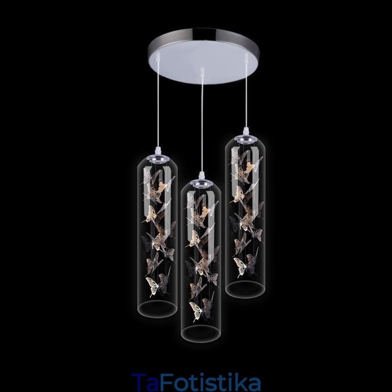 Γυάλινο κρεμαστό φως Creative Nordic Cylinder Lamp Butterfly Light