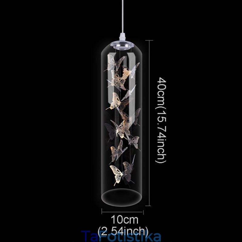 Γυάλινο κρεμαστό φως Creative Nordic Cylinder Lamp Butterfly Light