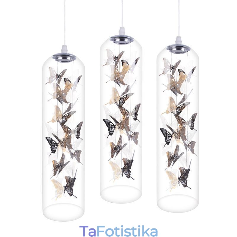 Γυάλινο κρεμαστό φως Creative Nordic Cylinder Lamp Butterfly Light