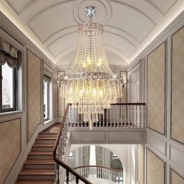 Μοντέρνο Crystal Chandelier Σύγχρονο κομψό φωτιστικό οροφής Duplex Σκάλα