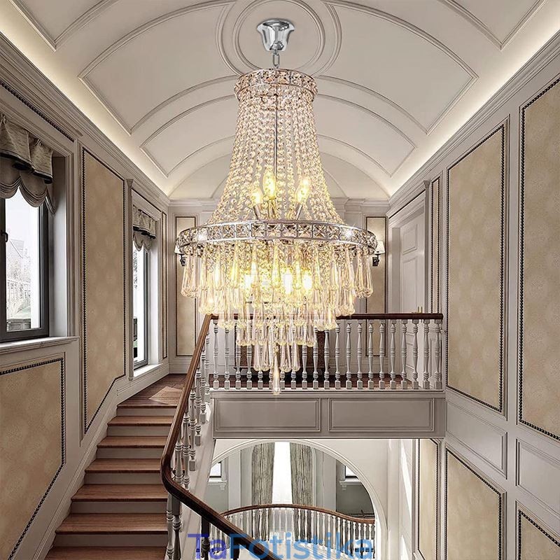 Μοντέρνο Crystal Chandelier Σύγχρονο κομψό φωτιστικό οροφής Duplex Σκάλα