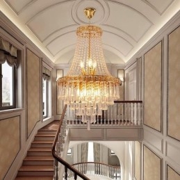 Μοντέρνο Crystal Chandelier Σύγχρονο κομψό φωτιστικό οροφής Duplex Σκάλα