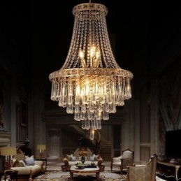 Μοντέρνο Crystal Chandelier Σύγχρονο κομψό φωτιστικό οροφής Duplex Σκάλα