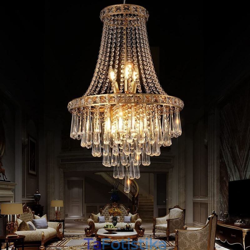 Μοντέρνο Crystal Chandelier Σύγχρονο κομψό φωτιστικό οροφής Duplex Σκάλα