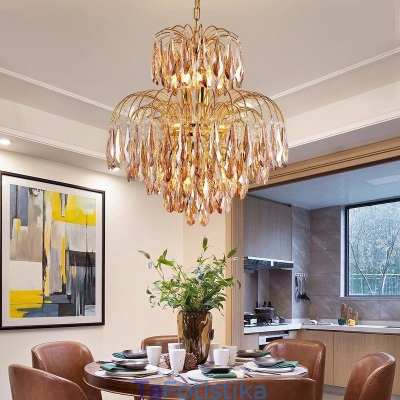 Κρυστάλλινο Κρεμαστό Φωτιστικό Σύγχρονο Duplex Διακοσμητικό Φωτιστικό Οροφής