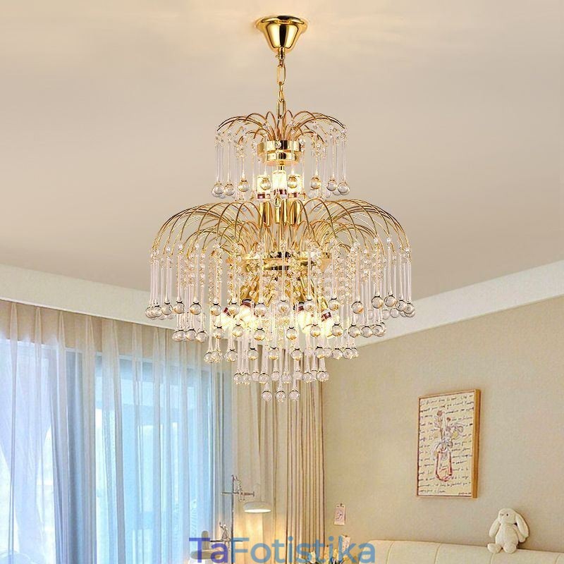 Κρυστάλλινο Κρεμαστό Φωτιστικό Κομψό Duplex Διακοσμητικό Φωτιστικό Οροφής