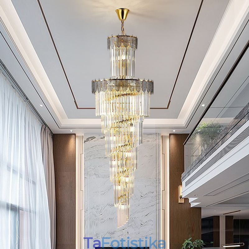 Φωτιστικό κρεμαστό κρυστάλλινο κωνικό Duplex Διακοσμητικό Φωτιστικό Οροφής