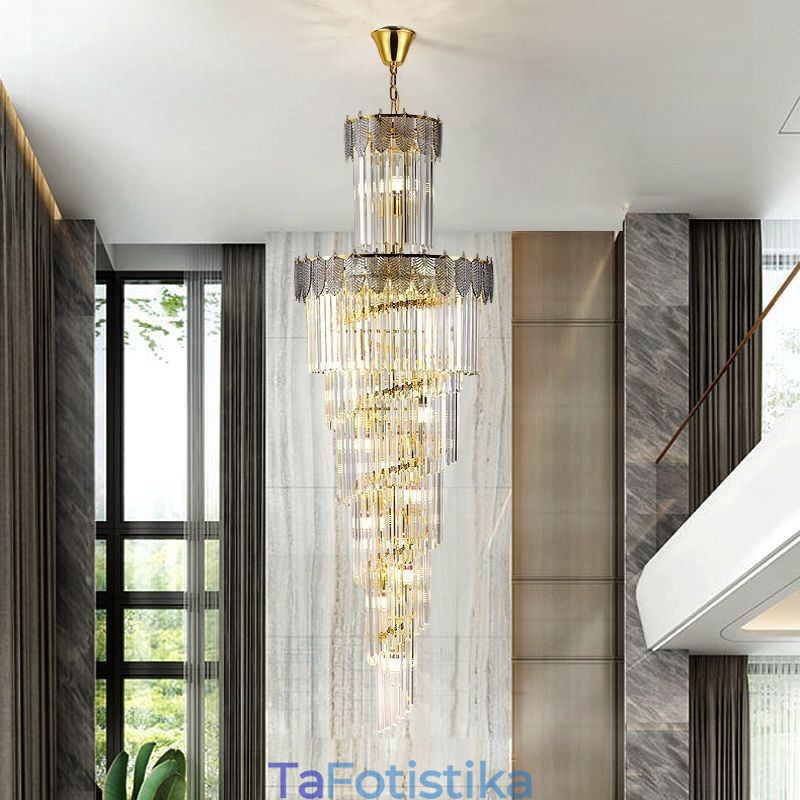 Φωτιστικό κρεμαστό κρυστάλλινο κωνικό Duplex Διακοσμητικό Φωτιστικό Οροφής