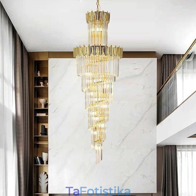 Φωτιστικό κρεμαστό κρυστάλλινο κωνικό Duplex Διακοσμητικό Φωτιστικό Οροφής