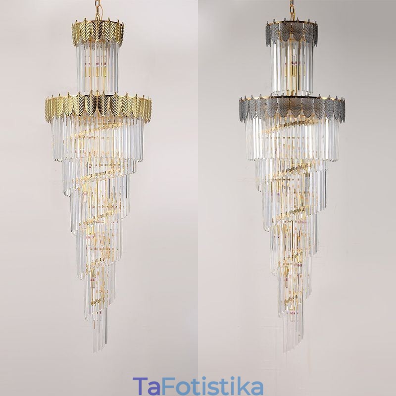 Φωτιστικό κρεμαστό κρυστάλλινο κωνικό Duplex Διακοσμητικό Φωτιστικό Οροφής
