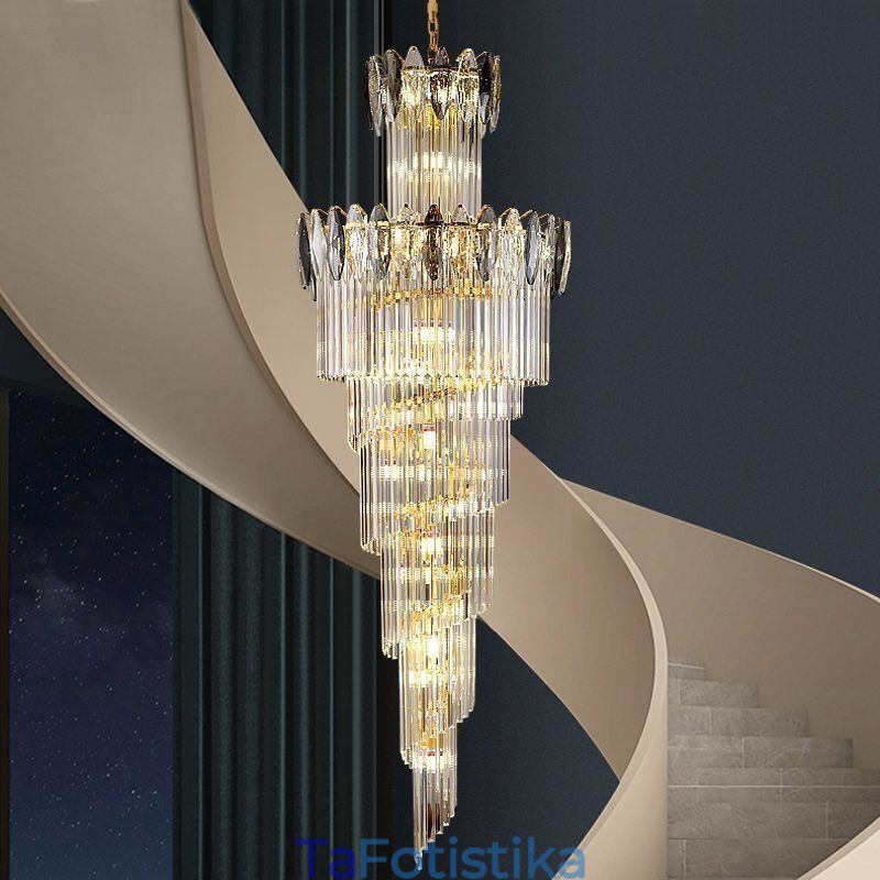 Κρυστάλλινο Κρεμαστό Φωτιστικό Duplex Κωνικό Διακοσμητικό Φωτιστικό Οροφής 70εκ