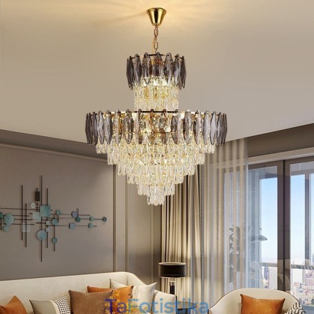 Φωτιστικό Κρεμαστό Κρυστάλλινο Tapered Duplex Διακοσμητικό Φωτιστικό Οροφής 80εκ Φωτιστικό Κρεμαστό Κρυστάλλινο Tapered Duplex Διακοσμητικό Φωτιστικό Οροφής 80εκ