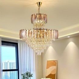 Φωτιστικό Κρεμαστό Κρυστάλλινο Tapered Duplex Διακοσμητικό Φωτιστικό Οροφής 80εκ