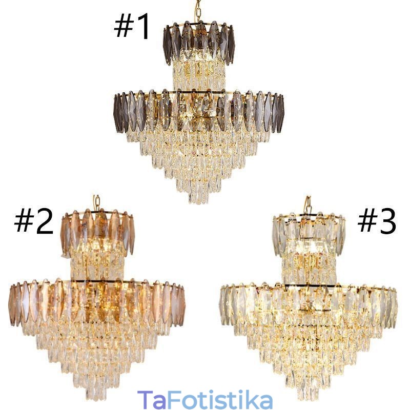 Φωτιστικό Κρεμαστό Κρυστάλλινο Tapered Duplex Διακοσμητικό Φωτιστικό Οροφής 80εκ