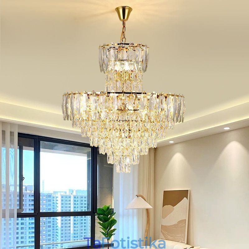 Φωτιστικό Κρεμαστό Κρυστάλλινο Tapered Duplex Διακοσμητικό Φωτιστικό Οροφής 80εκ