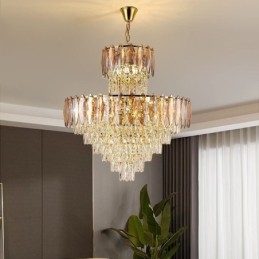 Φωτιστικό Κρεμαστό Κρυστάλλινο Tapered Duplex Διακοσμητικό Φωτιστικό Οροφής 80εκ