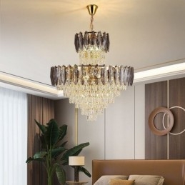 Φωτιστικό Κρεμαστό Κρυστάλλινο Tapered Duplex Διακοσμητικό Φωτιστικό Οροφής 80εκ