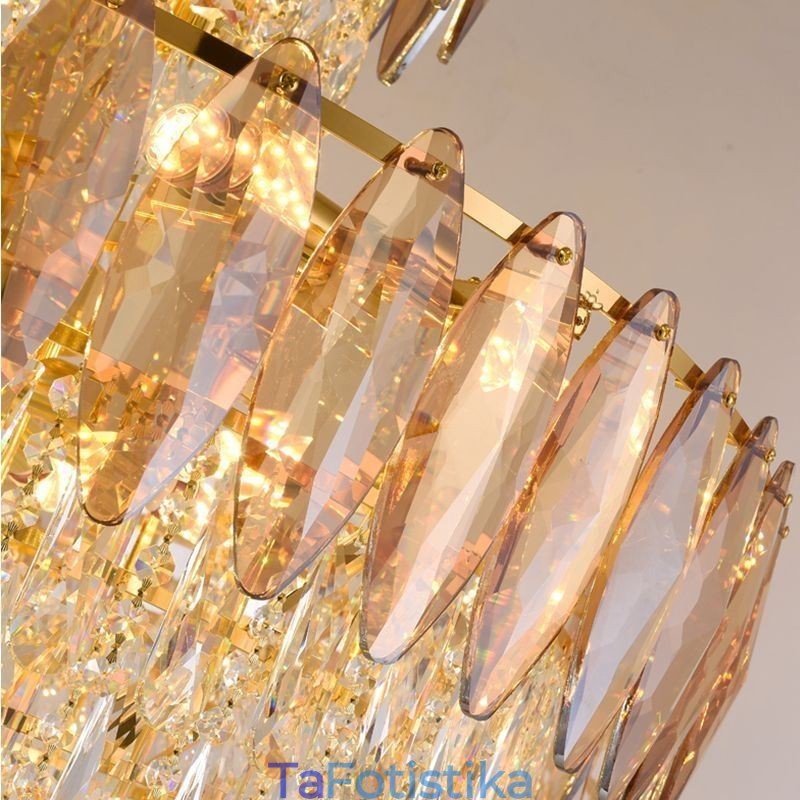 Φωτιστικό Κρεμαστό Κρυστάλλινο Tapered Duplex Διακοσμητικό Φωτιστικό Οροφής 80εκ