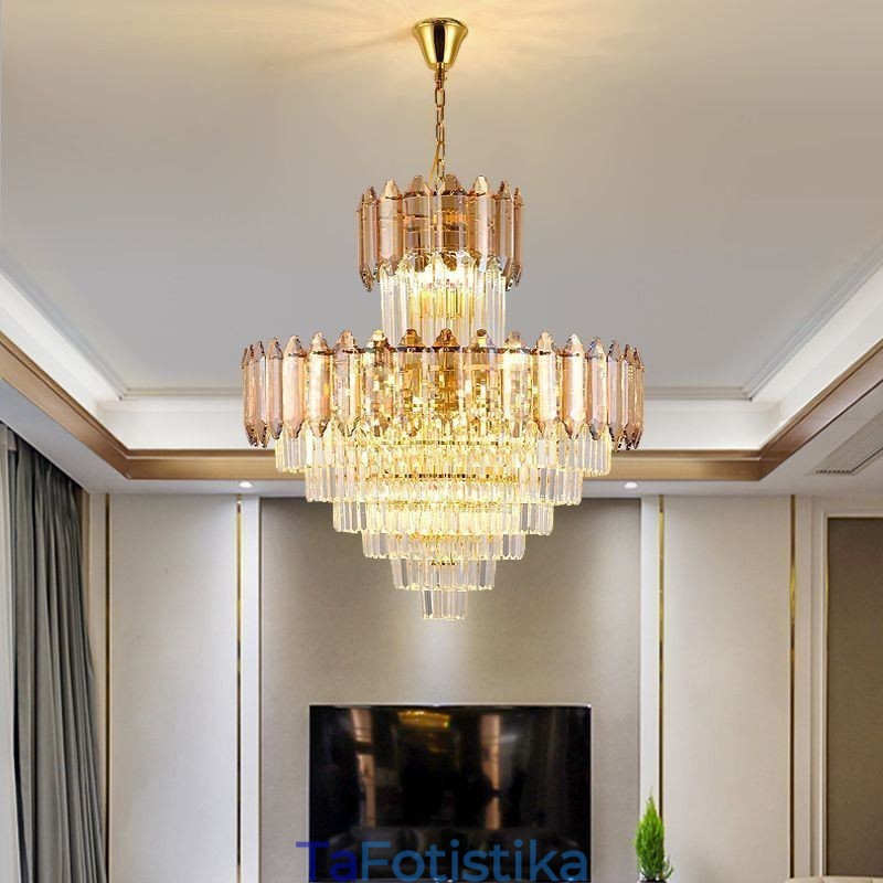 Φωτιστικό κρεμαστό κρυστάλλινο κωνικό Duplex Διακοσμητικό Φωτιστικό Οροφής