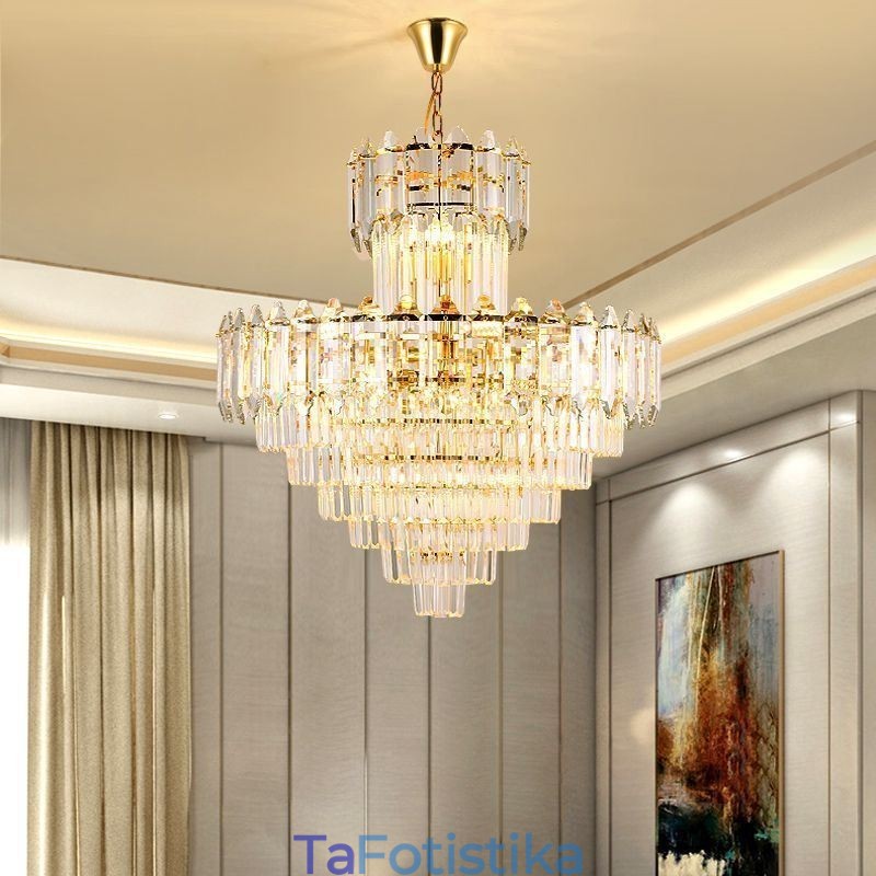 Φωτιστικό κρεμαστό κρυστάλλινο κωνικό Duplex Διακοσμητικό Φωτιστικό Οροφής