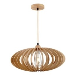Φωτιστικό οροφής κούτσουρο Basswood 17cm Οβάλ Ξύλινο Αμπαζούρ