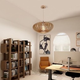 Φωτιστικό οροφής κούτσουρο Basswood 17cm Οβάλ Ξύλινο Αμπαζούρ