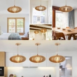Φωτιστικό οροφής κούτσουρο Basswood 17cm Οβάλ Ξύλινο Αμπαζούρ