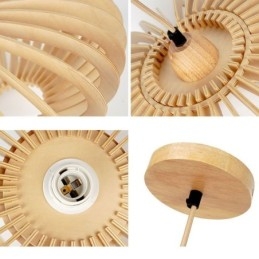 Φωτιστικό οροφής κούτσουρο Basswood 17cm Οβάλ Ξύλινο Αμπαζούρ