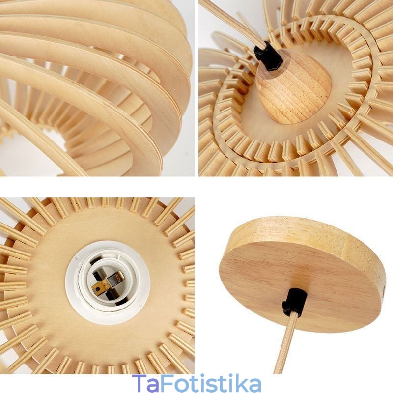 Φωτιστικό οροφής κούτσουρο Basswood 17cm Οβάλ Ξύλινο Αμπαζούρ