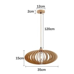 Φωτιστικό οροφής κούτσουρο Basswood 17cm Οβάλ Ξύλινο Αμπαζούρ