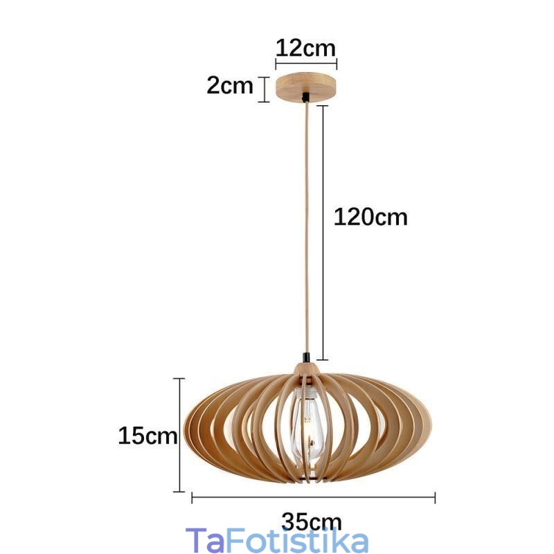 Φωτιστικό οροφής κούτσουρο Basswood 17cm Οβάλ Ξύλινο Αμπαζούρ