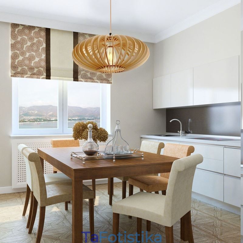 Φωτιστικό οροφής κούτσουρο Basswood 17cm Οβάλ Ξύλινο Αμπαζούρ