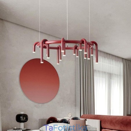 Φωτιστικό οροφής Μοντέρνο σκανδιναβικό διπλό κτήριο κυκλικό κρεμαστό φως σε σχήμα U