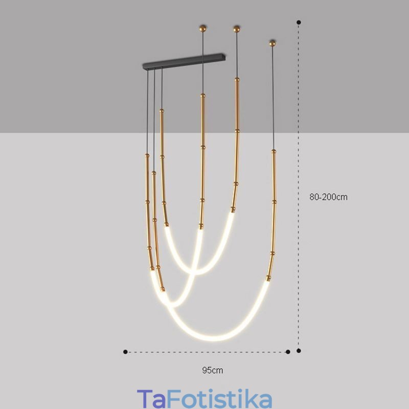 Κρεμαστό Φωτιστικό Creative Line Μπαμπού Φωτιστικό Οροφής Μαύρο Χρυσό