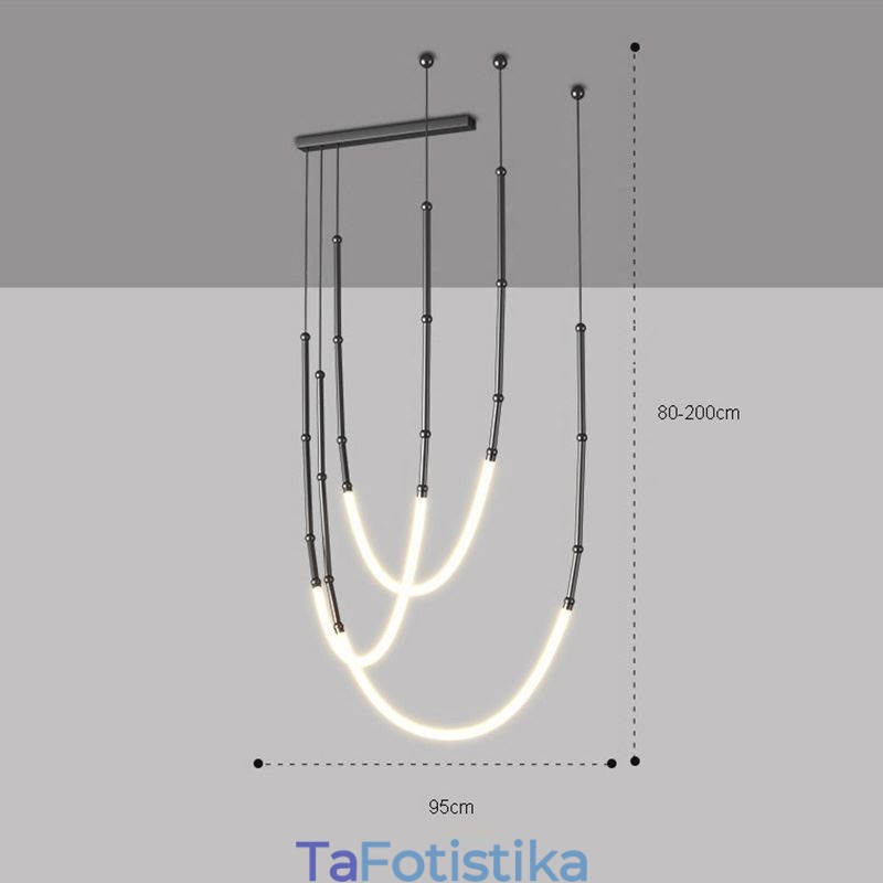 Κρεμαστό Φωτιστικό Creative Line Μπαμπού Φωτιστικό Οροφής Μαύρο Χρυσό